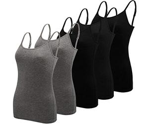 BQTQ 5 Pezzi Canottiera Donna Canotta Top Regolabile Spalline Canottiere per Donna e Ragazze, Nero, Grigio Scuro, M