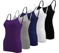 BQTQ 5 Pezzi Canottiera Donna Canotta Top Regolabile Spalline Canottiere per Donna e Ragazze, Viola, Nero, Grigio, Blu Scuro, Bianco, M