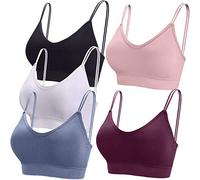 BQTQ 5 Pezzi Reggiseno a Canotta V Collo Bralette Senza Ferretto per Donna, 5 Colori
