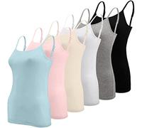 BQTQ 6 Pezzi Canottiera Donna Canotta Top Regolabile Spalline Canottiere per Donna e Ragazze, Nero, Bianco, Grigio, Azzurro, Rosa, Beige, S