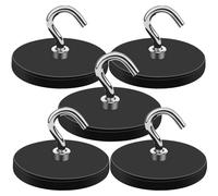 BQUKKIMAG Confezione da 5 magneti rivestiti in gomma, resistenti, E43 x 6 mm, M6, resistenti magneti in terre rare con ganci, magnete piatto con foro a testa svasata per avvitare le luci dell'auto