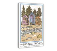 BQUWR Poster su tela, formato A3, motivo: Wells Next The Sea in stile retrò, decorazione per camera da letto, paesaggio, regalo, 60 x 90 cm