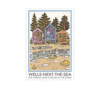 BQUWR Poster su tela, motivo: Wells Next The Sea, formato A3, stile retrò, decorazione per camera da letto, paesaggio, idea regalo, 50 x 75 cm