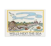 BQUWR Poster su tela retrò con scritta "Wells-Next-The-see", decorazione per camera da letto, paesaggio, regalo, 40 x 60 cm