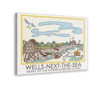 BQUWR Stampa artistica da parete su tela, stile retrò, motivo: Wells-Next-The-Sea, 20 x 30 cm