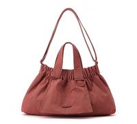 BQWXIEC Borsa a tracolla leggera in nylon da donna, borsa a tracolla morbida con arricciatura, borsa a tracolla impermeabile da viaggio casual (A-Red,Large)