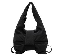 BQWXIEC Borsa a tracolla leggera in nylon da donna, borsa a tracolla morbida con arricciatura, borsa a tracolla impermeabile da viaggio casual (B-Black,Medium)