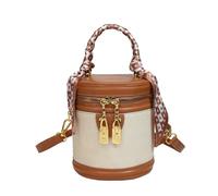 BQWXIEC Colorblock Borsa a secchiello da donna, nuova borsa cilindrica dal design estivo, borsa a tracolla alla moda da donna, B-marrone, 5.1*4.3*6.3 in