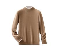 Bqxxdeo Maglione da uomo in lana merino a collo alto, pullover autunno inverno casual basic top, Zirong Lighttan, S