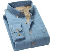 Bqxxdeo Moda Inverno Jeans Camicia Uomo Caldo Pile Foderato Camicie Denim Cowboy Cappotti Outwear Giacca A Vento, blu cielo, 3XL