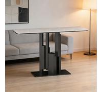 BQZKTVED Moderno Tavolo consolle,Piccolo Tavolo da Ingresso,consolle da Divano Stretto Dietro Il Divano per corridoio,Facile da Montare(Black White,140x30x80cm)