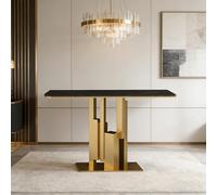 BQZKTVED Moderno Tavolo consolle,Piccolo Tavolo da Ingresso,consolle da Divano Stretto Dietro Il Divano per corridoio,Facile da Montare(Gold Black,160x30x80cm)