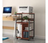 BQZKTVED Rack audio moderno a 3 ripiani, design aperto con ruote, supporto multimediale mobile in metallo e legno per soggiorno, sala giochi, ufficio domestico e home cinema(B6)