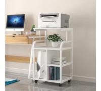 BQZKTVED Rack audio moderno a 3 ripiani, design aperto con ruote, supporto multimediale mobile in metallo e legno per soggiorno, sala giochi, ufficio domestico e home cinema(B3)