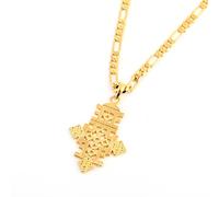 BR Gold Jewelry Collana con Ciondolo a Forma di Grande Croce copta etiope, con Ciondolo Religioso di Gesù Cristo cattolico e Rame, cod. G4