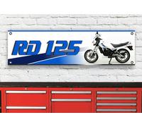 BR535B Yamaha RD125 RD125LC MK1 Bianco Blu Officina Flessibile Insegna Cartello