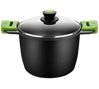 BRA Advanced - Pentola Alta con Coperchio in Vetro e Silicone Maniglie, 24 Cm