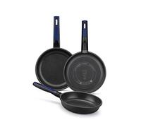 BRA Advanced | Set di padelle, alluminio fuso antiaderente senza PFOA, di prestazioni superiore, resistenza ai graffi e alla abrasione, adatta per Induzione, Nero 18|22|26 cm