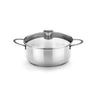 BRA Ancora - Casseruola in acciaio inossidabile 18/10, con coperchio in vetro, 20 cm