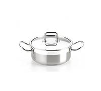BRA, Casseruola professionale con manici e coperchio, in acciaio Inox 18/10, 16 cm