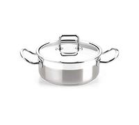 BRA, Casseruola professionale con manici e coperchio, in acciaio Inox 18/10, 20 cm