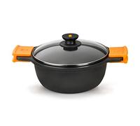 Pinti Inox Casseruola Efficient in Alluminio Pressofuso con Rivestimento Antiaderente, Coperchio in Vetro, Nero, cm 20 - 2951420