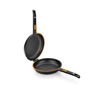 BRA Efficient Duo Padella doppia 20 cm per tortille, alluminio pressofuso con antiaderente, senza PFOA, adatte a tutti i tipi di piani cottura inclusa induzione, Nera/Arancione