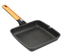 BRA Efficient Orange | Bistecchiera asador con Righe, 22 cm, Alluminio fuso con antiaderente Platinum Plus, Adatto per induzione