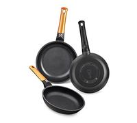 BRA Efficient Orange | Set di 3 padelle 20-24-28 cm, Alluminio fuso