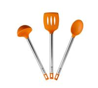 BRA Efficient Set 3 utensili da cucina, 36,5 cm, spatola, cucchiaio, casseruola, acciaio inox, nylon e silicone