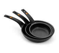 BRA Efficient | Set di 3 padelle, 18-22-26 cm, alluminio fuso con antiaderente, senza PFOA, adatta a tutti i tipi di piani cottura, induzione inclusa