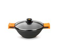 BRA Efficient Wok Pentola concava con coperchio in vetro 28 cm