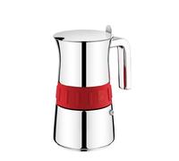BRA Elegance | Caffettiera italiana 6 Tazze, Acciaio Inox | Grigio e Rosso, 9,3 cm x 9,5 cm