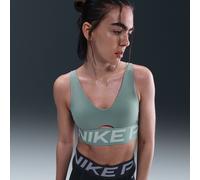 Bra imbottito a sostegno medio Nike Pro Indy Plunge - Donna - Verde XS