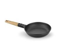 BRA MARKET Padella 28 cm, Alluminio Casto, Manico Rimovibile Legno Naturale Antiaderente Tristrato Senza PFOA, Adatto a tutti i tipi di fornelli, inclusa induzione