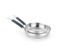 BRA Master | Set di padelle 24-28 cm, Acciaio Inox | Senza antiaderente, Senza PFOA, Full Induction, Adatta a tutti i tipi di piani cottura, Manico rivestito di Silicone