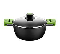 BRA, Prior, Casseruola Profonda con Coperchio in Vetro e Manici in Silicone, 28 Cm, Nero