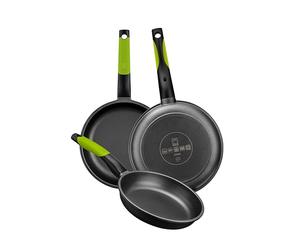 BRA Prior - Set di padelle in alluminio pressofuso antiaderente,nero.
