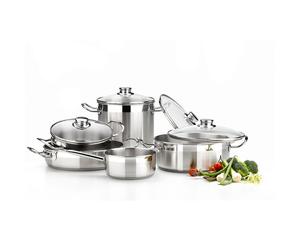 BRA Profesional | Batteria da cucina 9 pezzi con coperchio di vetro con rustider