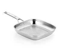 BRA Signature | Grill a strisce, 28 cm, acciaio inossidabile, senza antiaderente, manico ergonomico, adatto a tutti i tipi di cucine
