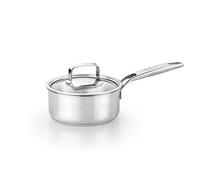 BRA Signature - Casseruola in acciaio inox, 18 cm, adatta a tutti i piani cottura e a induzione, completamente in acciaio inox, con coperchio in vetro, non tossico