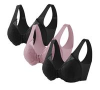 Bra Sostegno Set di 3 Casual Tutti I Giorni Reggiseno Push-Up Traspirante Classico Reggiseno Sport Allenamento Elastico Biancheria Intima Backless Anti-Less Elegance Reggiseno Sexy, giallo, 5X-Large
