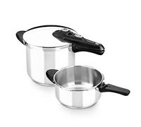 BRA Vitesse- Inox Set Pentole a pressione 4+7 l | Metal, Argento, 4, adatte a tutti i tipi di piani cottura inclusa induzione