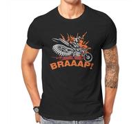 Braaap Dirt Bike Motocross O Neck Tshirt Enduro Cross Motorcycle Racing Fabric T Shirt Man's Tops Fashion Oversized Black L