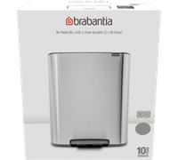 Brabantia Pattumiera Bo a Pedale 2x30 L - Cestino con due secchi spazzatura interni da 30L (Soft Grey) Secchio spazzatura grande da cucina - Coperchio Soft Closing