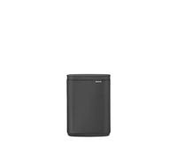 Brabantia Bo - Pattumiera da 4 l, piccola ed elegante, coperchio facile da aprire e con chiusura morbida, igienico e salvaspazio, montaggio a parete, per bagno, WC, camera da letto, colore: grigio