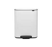 Brabantia Bo Pedal Bin Pattumiera a Pedale, White, 2 Scomparti x 30 L | Capacità XXL, Spazzatura differenziata per cucina, Apertura a pedale, Secchi interni rimovibili, Sacchetti inclusi (Code O)