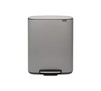 Brabantia Bo Pedal Bin Pattumiera Per Raccolta Differenziata, Acciaio, Mineral Concrete Grey, 2 x 30 Litri