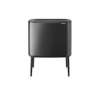 Brabantia Bo Touch Bin 23+11L - Pattumiera da cucina doppio scomparto | Separazione dei rifiuti Soft Touch | Cestino per la raccolta differenziata con piedini regolabili | Confident Grey