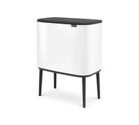Brabantia Bo Touch Bin Pattumiera, White, 2 Scomparti Interni 11 + 23 L | Capacità L, Spazzatura differenziata per cucina, Apertura Soft-Touch, Secchi interni rimovibili, Sacchetti inclusi (Code J/X)